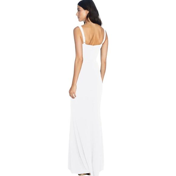 DRESS THE POPULATION Estella Gown XL Off-White Maxi Dress Body-Con Side Slit NWT - Picture 3 of 12